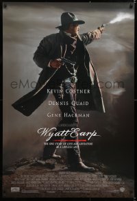 6z991 WYATT EARP 1sh 1994 cool image of Kevin Costner in the title role firing gun!