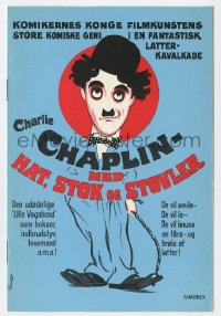 7a182 CHAPLIN'S ART OF COMEDY Danish program 1968 great K. Wenzel cover artwork of Charlie!