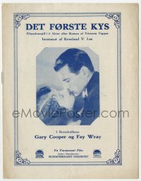 7a213 FIRST KISS Danish program 1928 different images of Gary Cooper & beautiful Fay Wray!