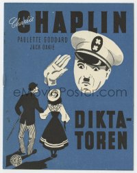 7a238 GREAT DICTATOR Danish program 1947 Charlie Chaplin directs & stars, great different art!