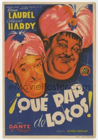 7a436 A-HAUNTING WE WILL GO Spanish herald 1943 different art of Laurel & Hardy by Soligo!