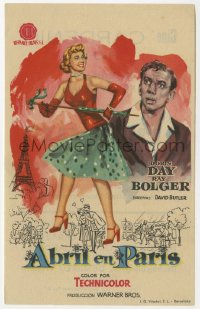 7a452 APRIL IN PARIS Spanish herald 1953 different art of Doris Day and Ray Bolger in France!