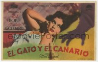 7a486 CAT & THE CANARY Spanish herald 1939 c/u of monster hand threatening sexy Paulette Goddard!
