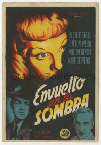 7a504 DARK CORNER Spanish herald 1947 cool different film noir art of Lucille Ball, Webb & Stevens!