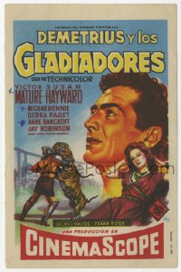 7a508 DEMETRIUS & THE GLADIATORS Spanish herald 1954 Soligo art of Victor Mature & Susan Hayward!