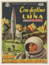 7a509 DESTINATION MOON Spanish herald 1953 Robert A. Heinlein, different art of rocket & astronauts!