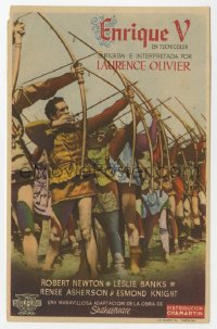7a554 HENRY V Spanish herald 1947 Laurence Olivier in William Shakespeare's classic play, archers!
