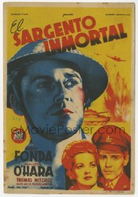 7a570 IMMORTAL SERGEANT Spanish herald 1945 different Soligo art of Henry Fonda & Maureen O'Hara!