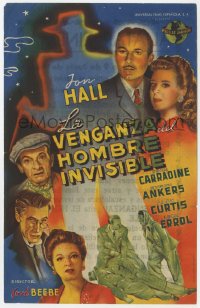 7a578 INVISIBLE MAN'S REVENGE Spanish herald 1944 Jon Hall, H.G. Wells, different art of top cast!