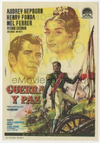 7a709 WAR & PEACE Spanish herald 1961 Albericio art of Audrey Hepburn, Henry Fonda & Mel Ferrer!