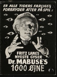 7a130 1000 EYES OF DR. MABUSE Danish program 1961 Fritz Lang, sexy Dawn Addams, different images!