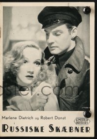 7a280 KNIGHT WITHOUT ARMOR Danish program 1937 different images of Marlene Dietrich & Robert Donat!