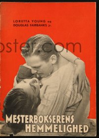 7a288 LIFE OF JIMMY DOLAN Danish program 1933 Douglas Fairbanks Jr. & Loretta Young, different!
