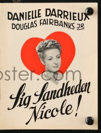 7a347 RAGE OF PARIS Danish program 1938 sexy Danielle Darrieux, Douglas Fairbanks Jr., different!