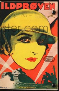 7a371 SHE GOES TO WAR Danish program 1929 Wenzel art of Eleanor Boardman disguised as WWI soldier!