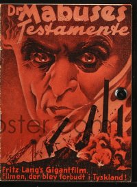 7a397 TESTAMENT OF DR. MABUSE Danish program 1933 Fritz Lang psychotic criminal genius, different!