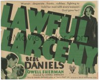 7a068 LAWFUL LARCENY herald 1930 Bebe Daniels' husband loses all gambling & she steals it back!