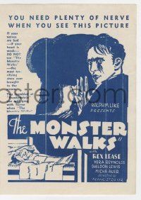 7a079 MONSTER WALKS herald 1932 crazed Mischa Auer & menacing gorilla silhouette!