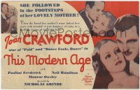 7a116 THIS MODERN AGE herald 1928 Joan Crawford, Pauline Frederick, Neil Hamilton, rare!