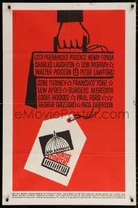 7b038 ADVISE & CONSENT 1sh 1962 Otto Preminger, Saul Bass Washington Capitol & attache case art!