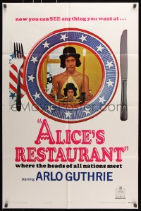 7b057 ALICE'S RESTAURANT style B teaser 1sh 1969 Arlo Guthrie, musical directed by Arthur Penn!