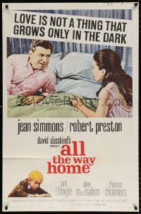 7b066 ALL THE WAY HOME 1sh 1963 romantic close up of sexy Jean Simmons & Robert Preston!