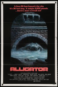 7b067 ALLIGATOR 1sh 1980 cool different artwork of twisted alligator by J. Lamb!