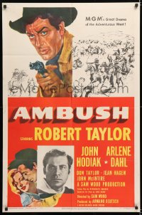 7b077 AMBUSH 1sh 1950 Robert Taylor, Arlene Dahl, John Hodiak, cowboys & Indians!