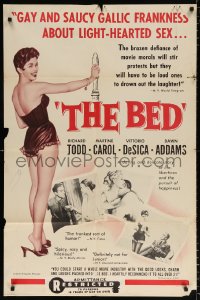 7b131 BED 1sh 1954 Martine Carol, Vittorio De Sica, Dawn Addams, Jeanne Moreau, Todd!