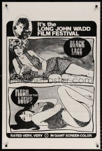 7b159 BLACK LACE/FLESH OF THE LOTUS 1sh 1970s sexy Long John Wadd Holmes double bill, rare!