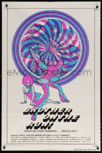 7b180 BROTHER ON THE RUN 1sh 1973 Terry Carter as Boots Turner, crazy psychedelic artwork by Fritz!