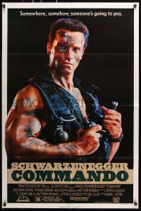 7b225 COMMANDO 1sh 1985 Arnold Schwarzenegger is going to make someone pay!