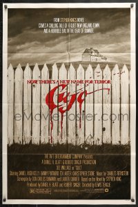 7b241 CUJO 1sh 1983 Stephen King, horrifying artwork of bloody fence & house by Robert Tanenbaum!