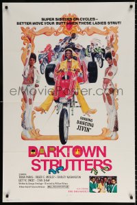 7b248 DARKTOWN STRUTTERS 1sh 1976 super sisters on cycles, better move your butt when they strut!