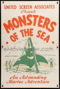 7b272 DEVIL MONSTER 1sh R1930s Monsters of the Sea, cool artwork of giant manta ray!