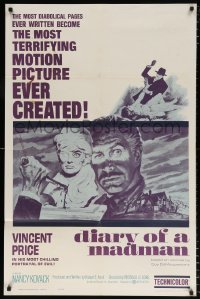 7b280 DIARY OF A MADMAN 1sh 1963 Vincent Price in his most chilling portrayal of evil!