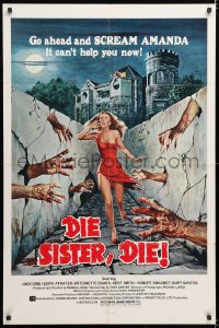 7b283 DIE SISTER DIE 1sh 1972 great horror artwork, go ahead & scream, it can't help you now!