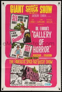 7b302 DR. TERROR'S GALLERY OF HORROR/WIZARD OF MARS 1sh 1967 double bill, giant shock show!