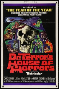 7b303 DR. TERROR'S HOUSE OF HORRORS 1sh 1965 Christopher Lee, cool horror montage art!