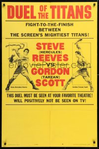 7b310 DUEL OF THE TITANS style B 1sh 1963 Corbucci, Steve Hercules Reeves vs Gordon Tarzan Scott!