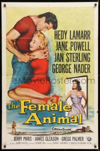 7b348 FEMALE ANIMAL 1sh 1958 artwork of sexy Hedy Lamarr & Jane Powell, George Nader!
