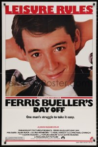 7b350 FERRIS BUELLER'S DAY OFF 1sh 1986 c/u of Matthew Broderick in John Hughes teen classic!