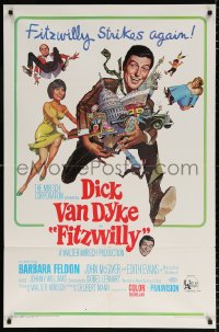 7b355 FITZWILLY 1sh 1968 great comic art of Dick Van Dyke & sexy Barbara Feldon by Frank Frazetta!