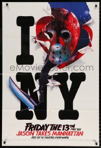 7b376 FRIDAY THE 13th PART VIII recalled teaser 1sh 1989 Jason Takes Manhattan, I love NY in July!