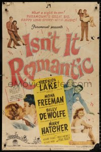 7b514 ISN'T IT ROMANTIC 1sh 1948 Veronica Lake, great big happy love-story-with-music!