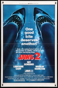 7b538 JAWS 2 1sh R1980 Roy Scheider, one good bite deserves another, what could be more terrifying!