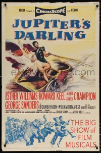 7b561 JUPITER'S DARLING 1sh 1955 great art of sexy Esther Williams & Howard Keel on chariot!