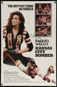 7b562 KANSAS CITY BOMBER revised 1sh 1972 sexy roller derby girl Raquel Welch, the hottest thing on wheels!