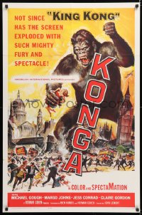 7b571 KONGA 1sh 1961 great artwork of giant angry ape terrorizing city by Reynold Brown!