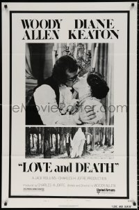 7b601 LOVE & DEATH style B 1sh 1975 Woody Allen & Diane Keaton romantic kiss close up!